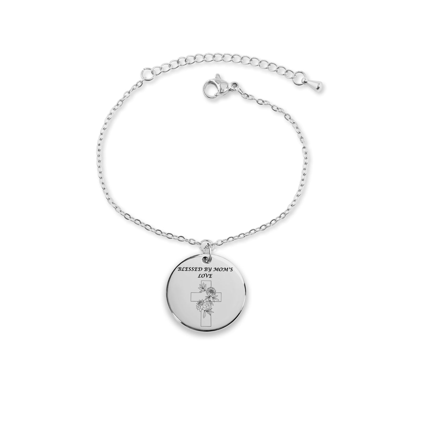 Floral Cross Coin Bracelet