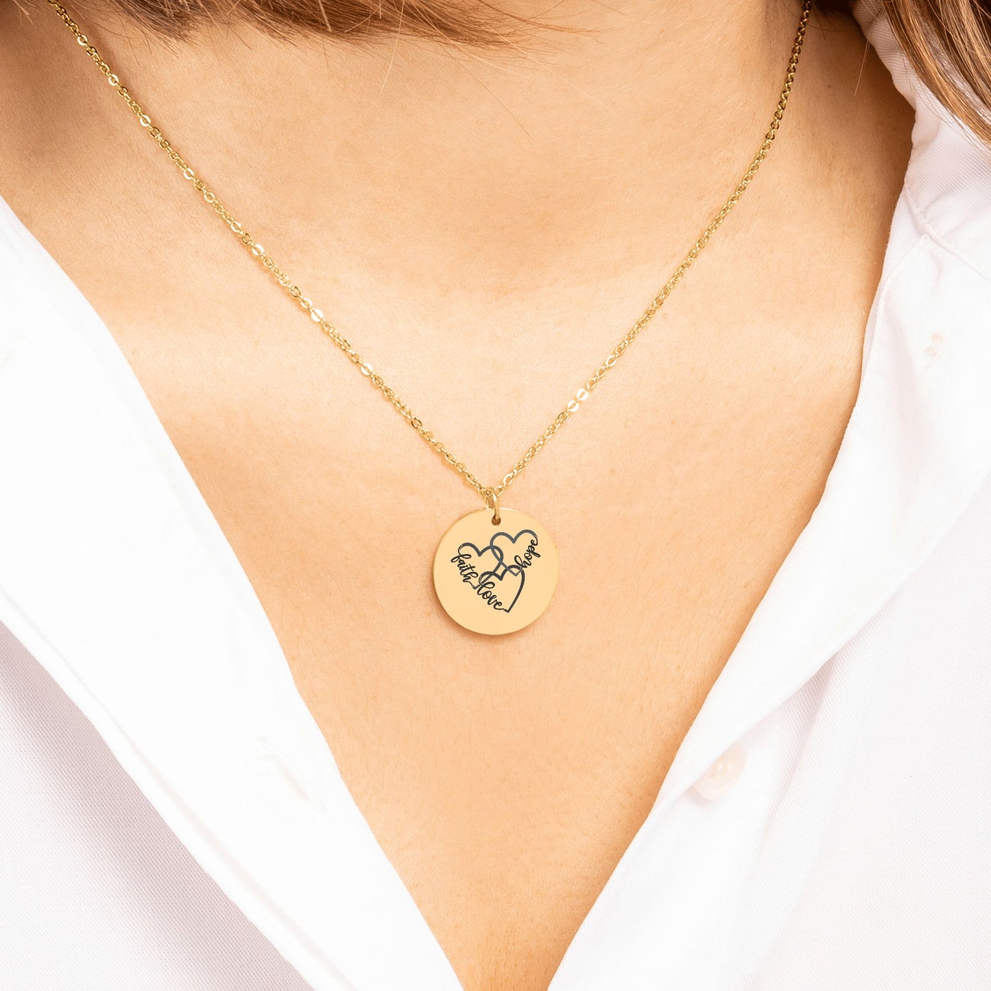 Faith, Love & Hope Coin Pendant Necklace