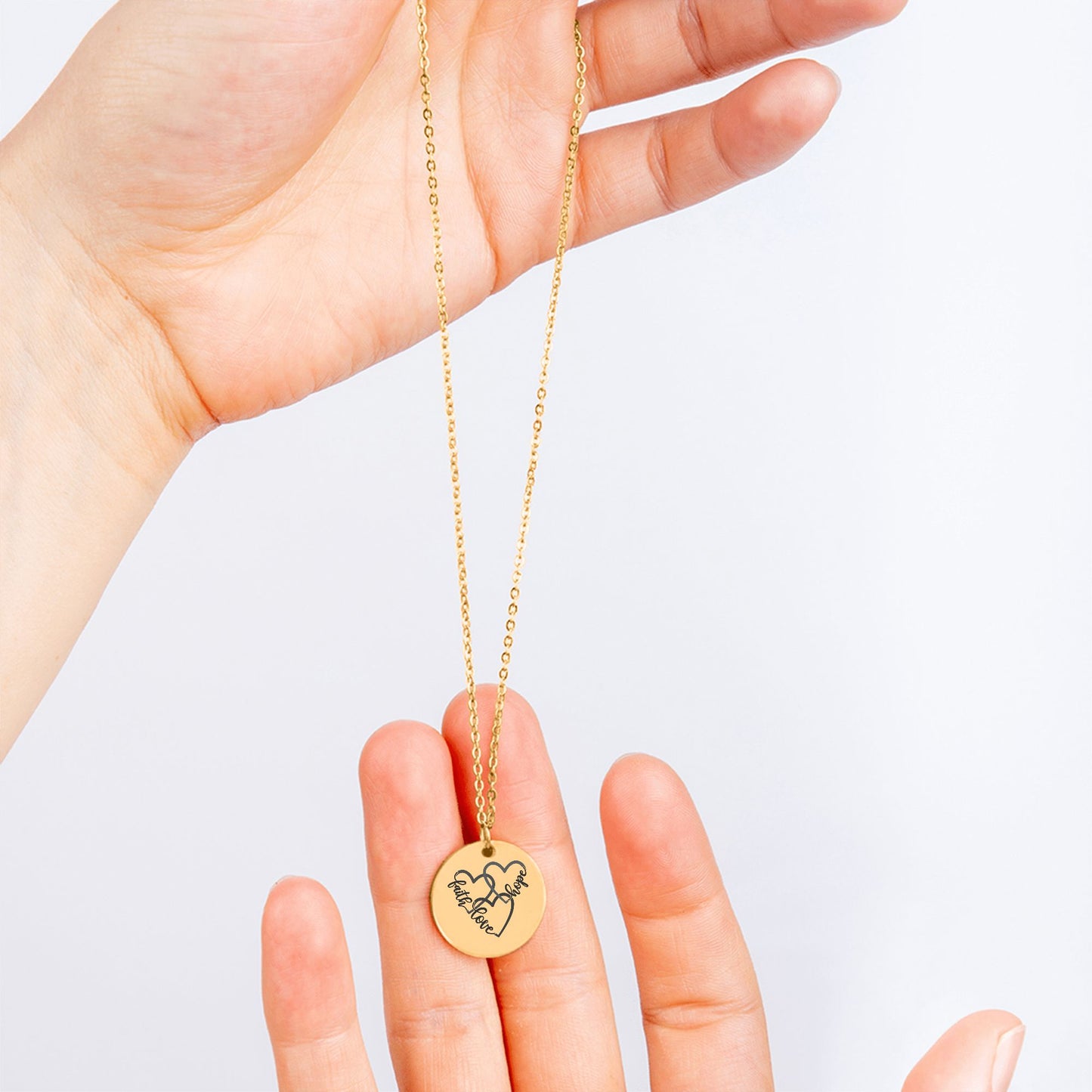 Faith, Love & Hope Coin Pendant Necklace