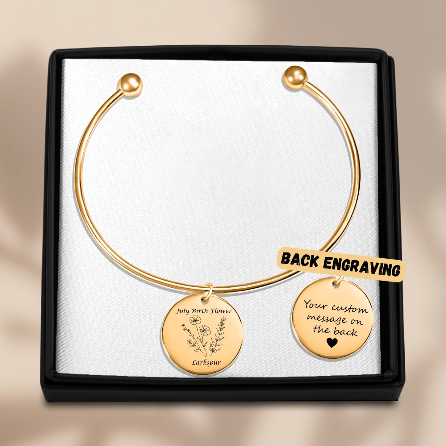 July Birth Flower-Larkspur Bangle Bracelet