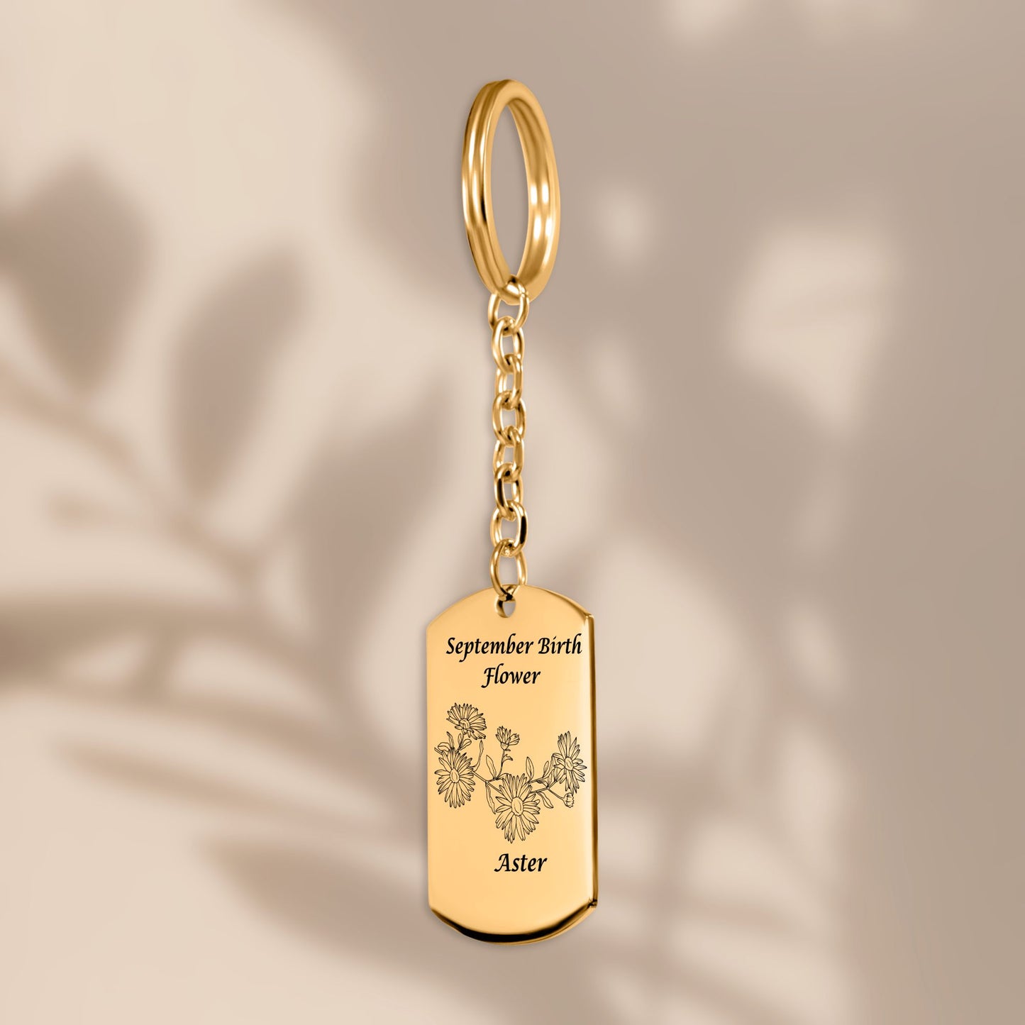 September Birth Flower-Aster Tag Keychain