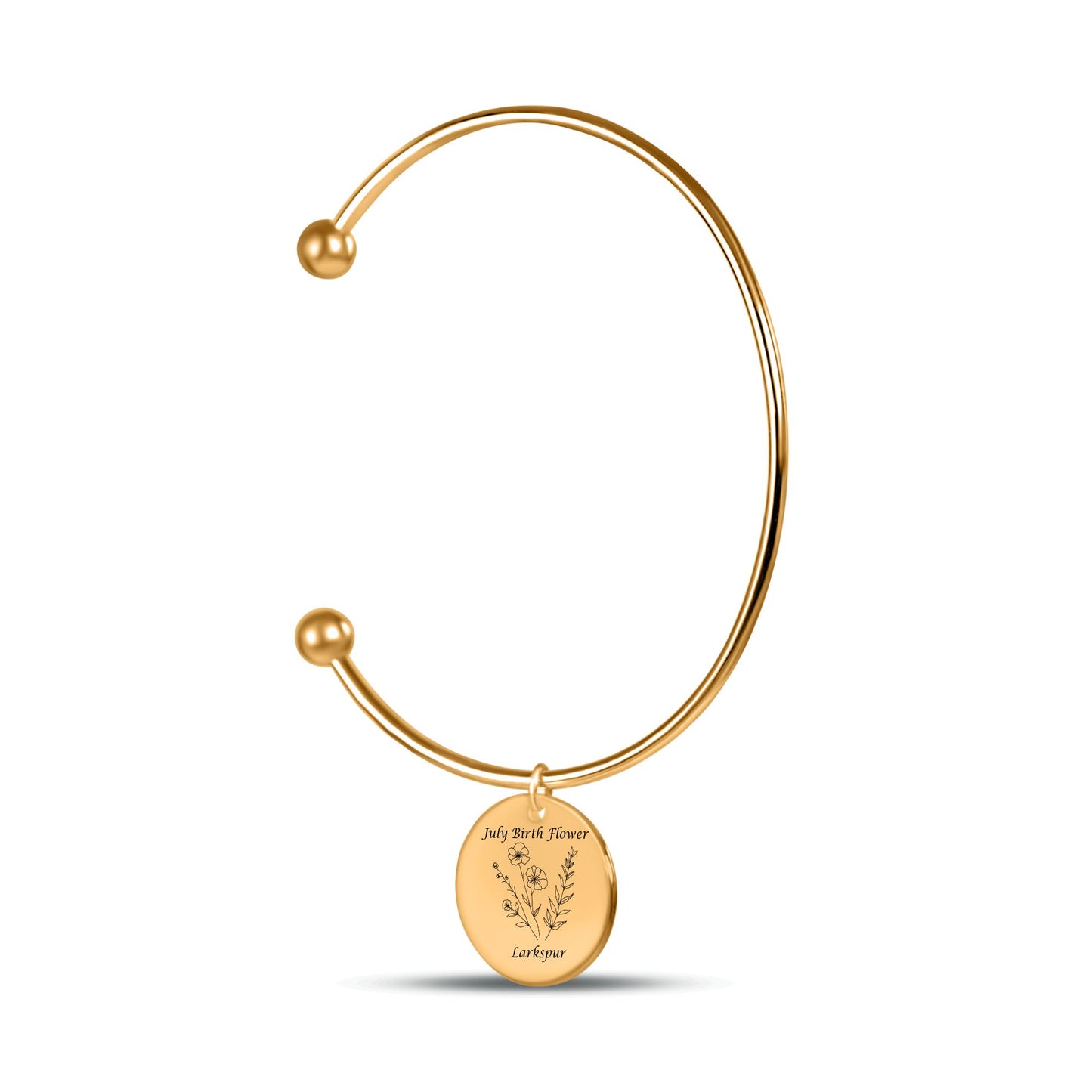 July Birth Flower-Larkspur Bangle Bracelet
