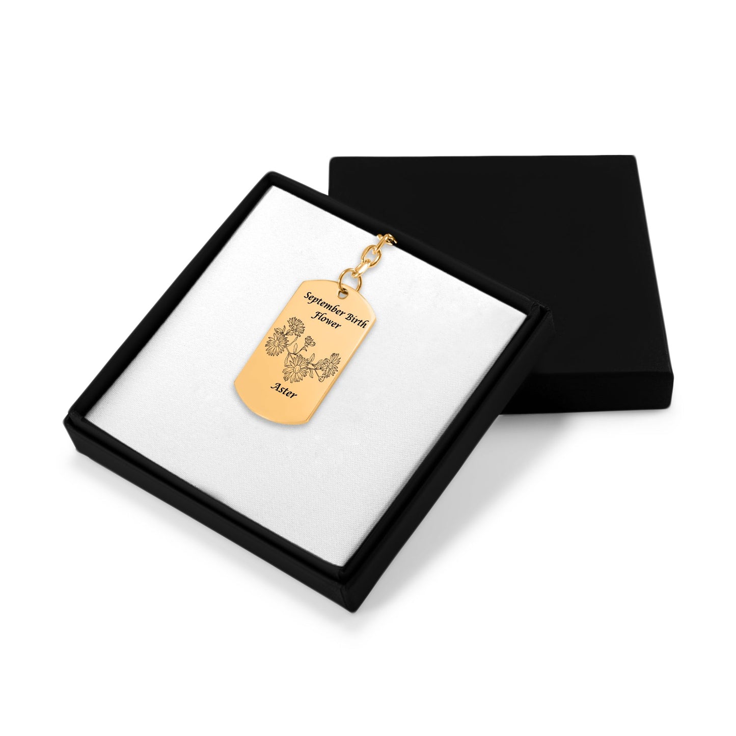 September Birth Flower-Aster Tag Keychain