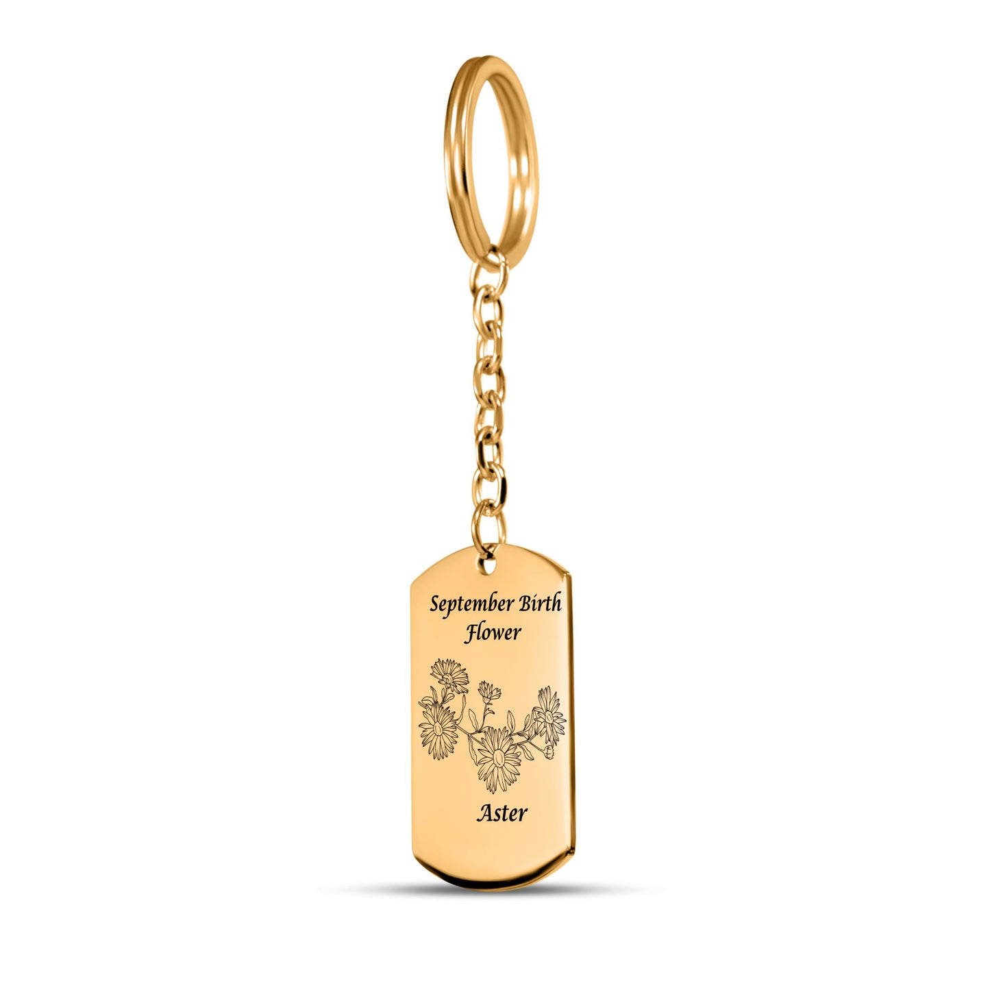 September Birth Flower-Aster Tag Keychain