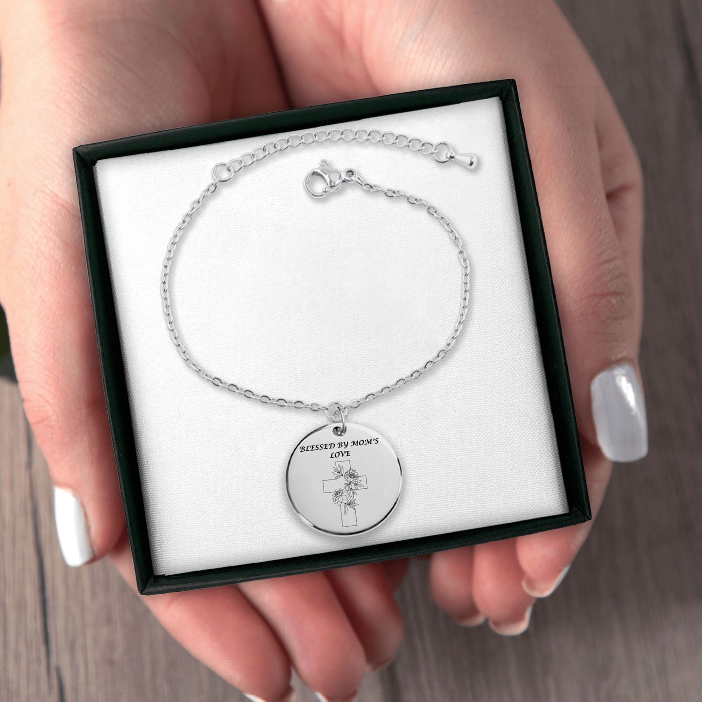 Floral Cross Coin Bracelet